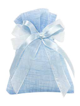 Sacchetto confetti nascita battesimo azzurro in tessuto