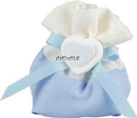 Sacchetto confetti nascita battesimo azzurro in tessuto gessetto