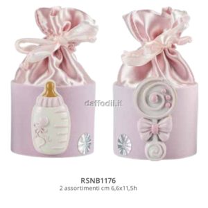 scatolina floccata rosa con accessori in resina